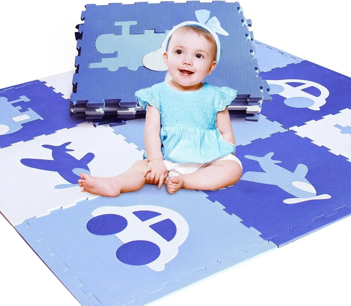 Pack De 9 Alfombras Piso Puzzle Goma Eva Antigolpes 60x60cm Azul
