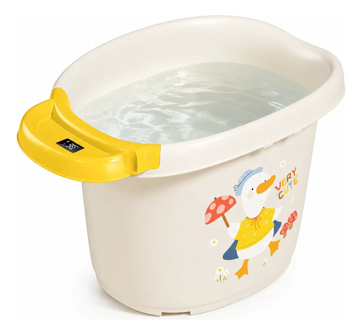 Bañera Para Bebé Con Termómetro Digital Diseño Animales Patito
