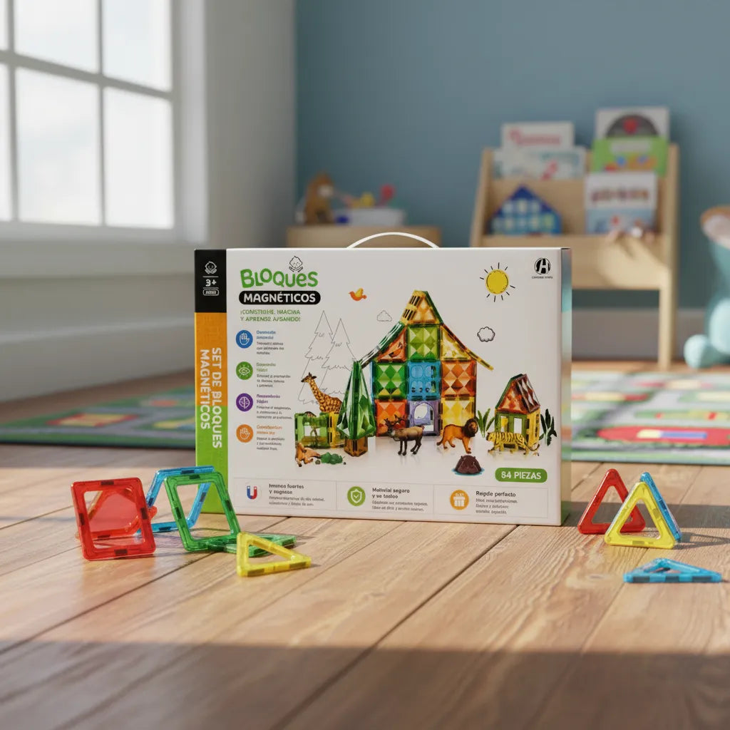 Set Bloques Magnéticos Construcción 84 Piezas Juego Didáctico