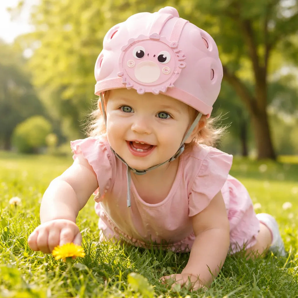 Casco Anticaídas Para Bebes Anti Golpes Protector Cabeza Rosa