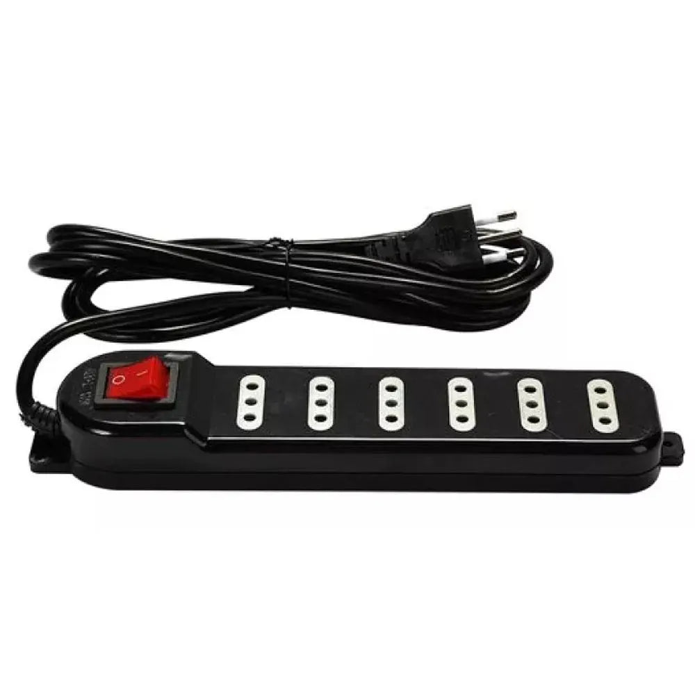 Alargador Zapatilla con Switch Macrotel de 3 Metros y 6P ME-070B Color Negro