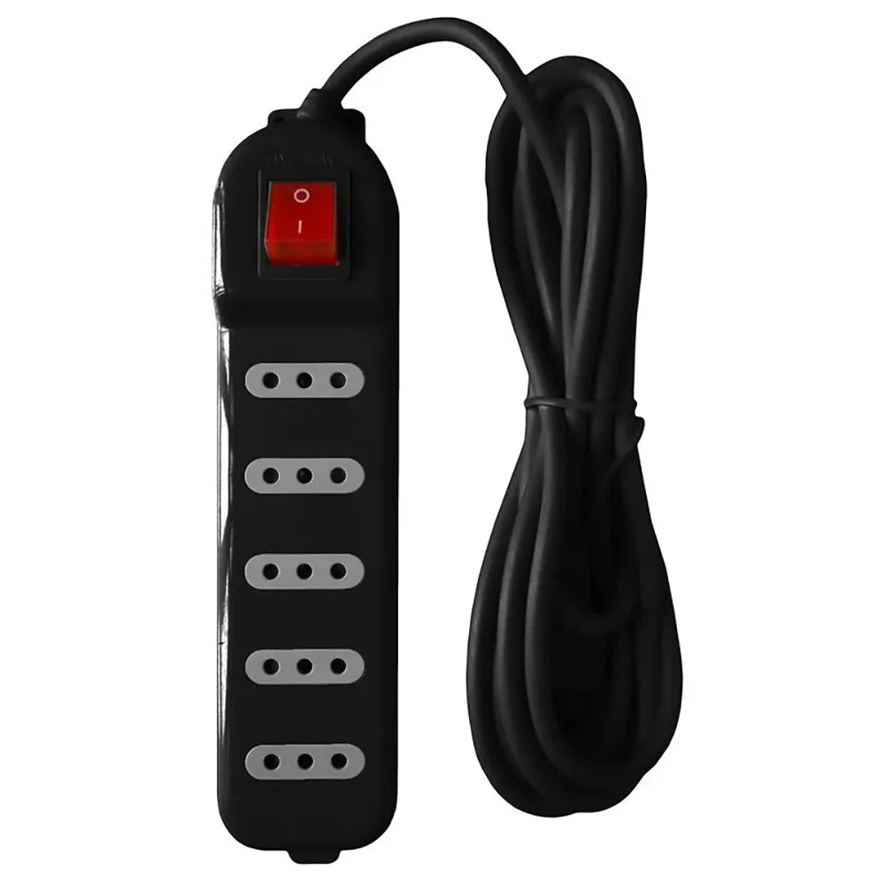 Alargador Zapatilla con Switch Macrotel de 5 Metros y 5P ME-071B5 Color Negro