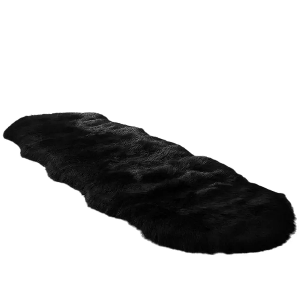 Alfombra Peluda Bajada de Cama 180 x 60 cm Color Negro