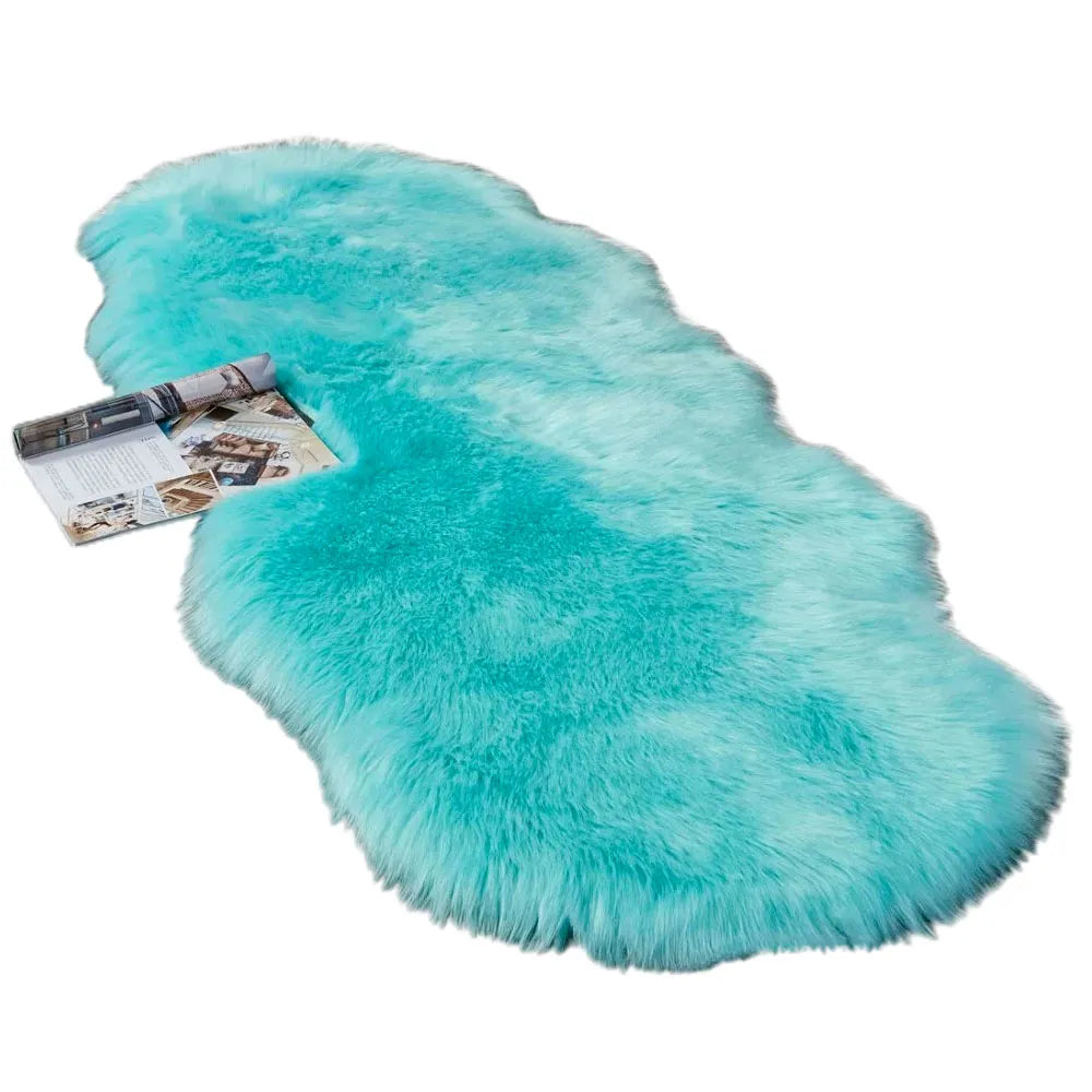 Alfombra Peluda Bajada de Cama 180 x 60 cm Color Turquesa