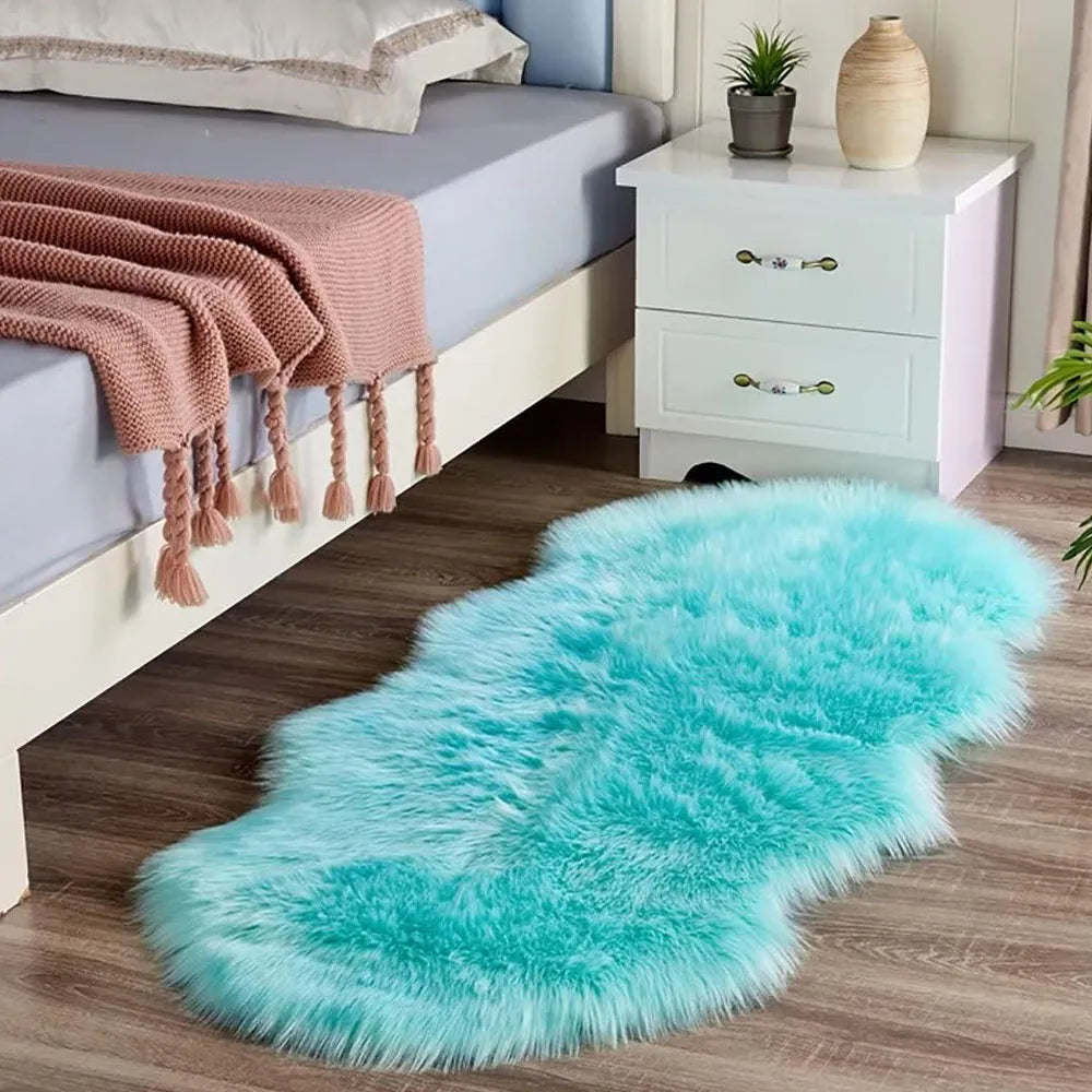 Alfombra Peluda Bajada de Cama 180 x 60 cm Color Turquesa