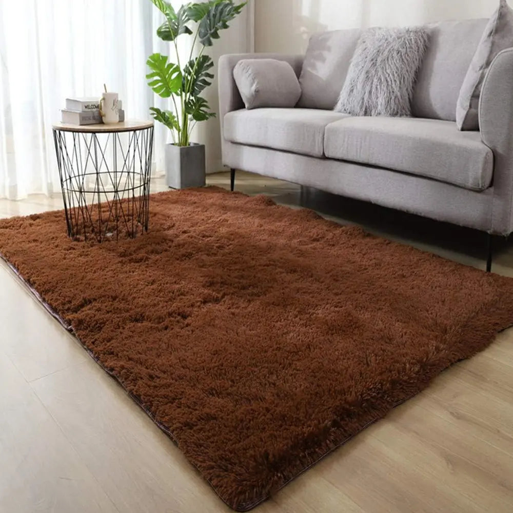 Alfombra Peluda Suave 200 X 240 cm Color Café