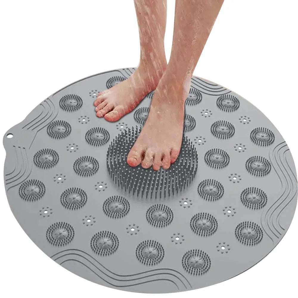 Alfombra de Ducha Antideslizante Redonda 46cm Color Gris
