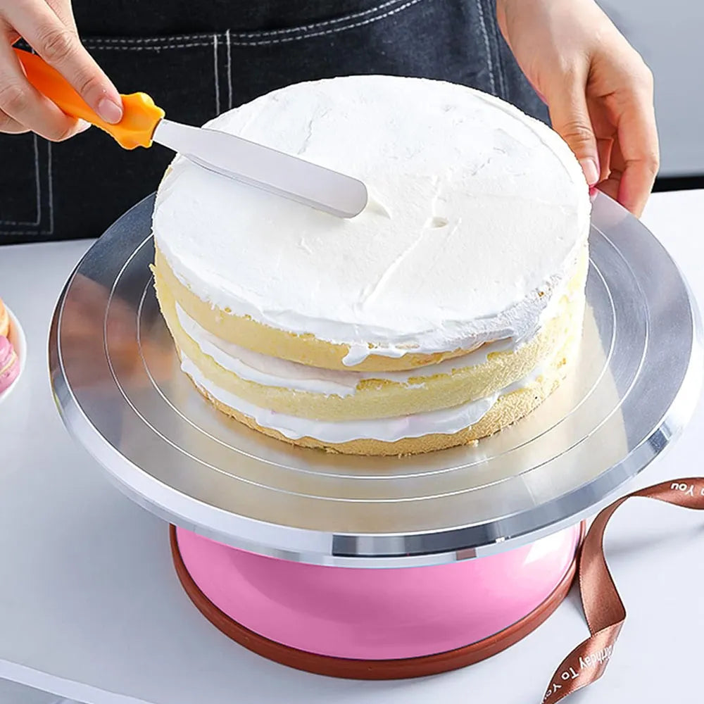 Base de Aluminio Giratoria para Pasteles de 12″ Color Magenta