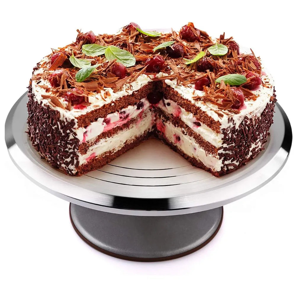 Base de Aluminio Giratoria para Pasteles de 12″ Color Plateado