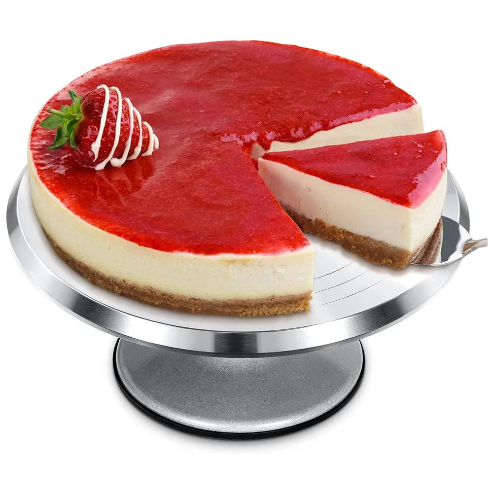 Base de Aluminio Giratoria para Pasteles de 12″ Color Plateado