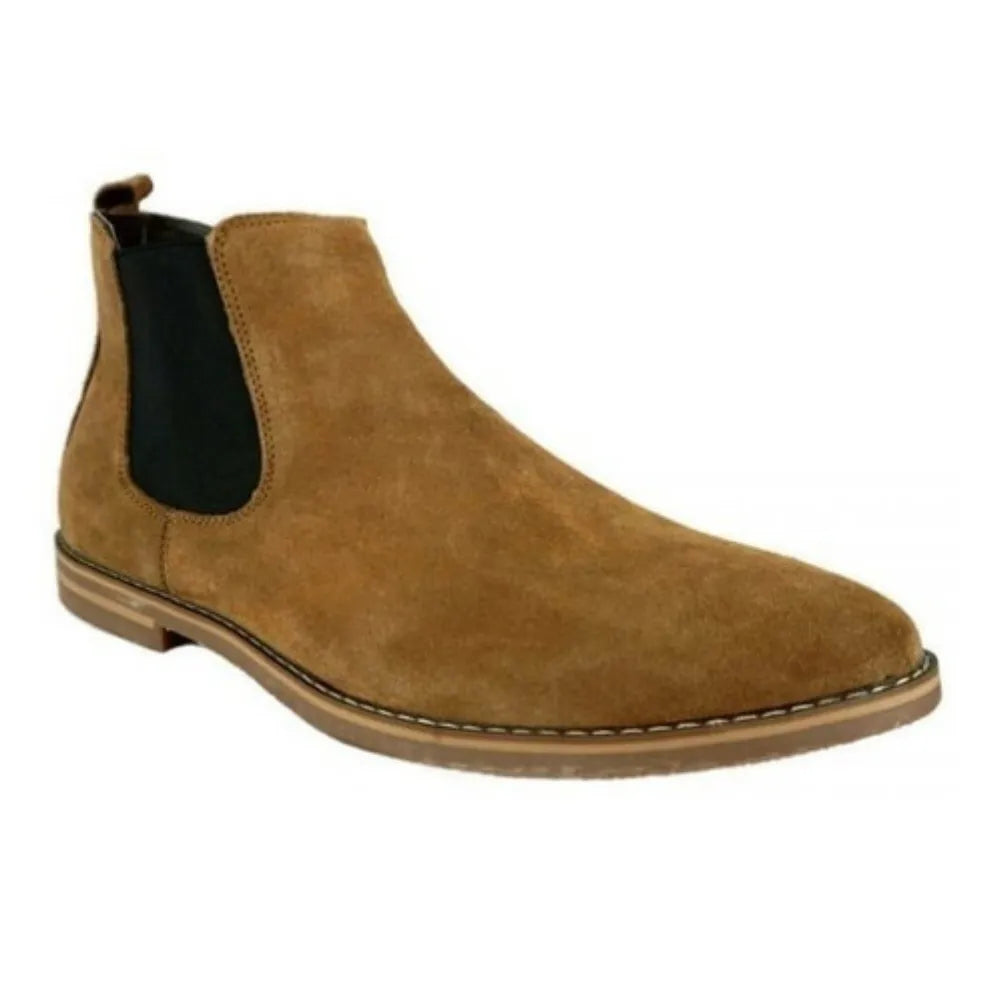 Botín Chelsea de Cuero Sintetico Agta 358 Color Camel