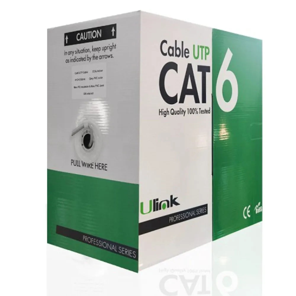 Cable de Red UTP Cat-6 de 305 Metros Ulink 23 AWG 4x2x0.52mm CCA PVC Indoor 100% Cobre