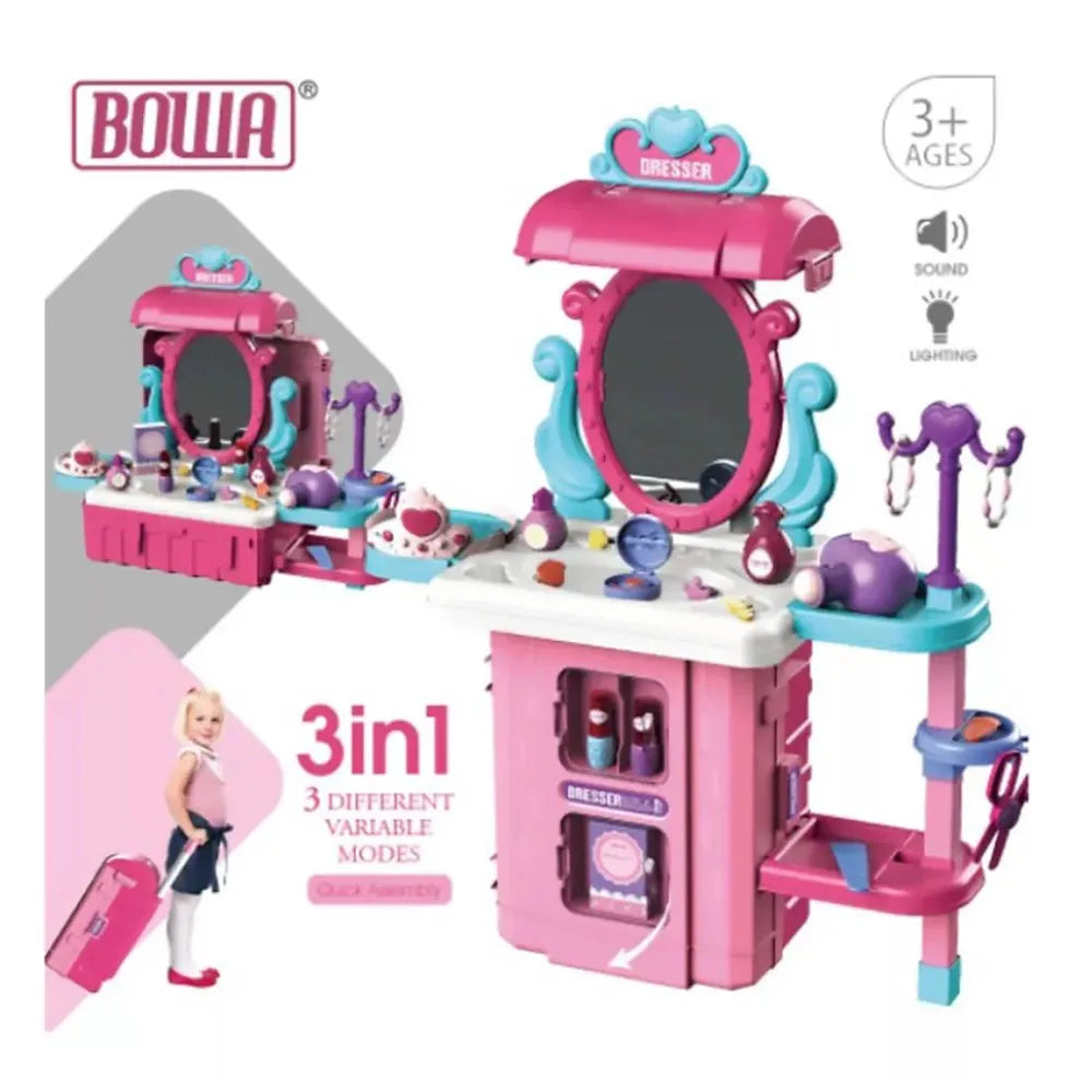 Caja Juguete Maleta Portátil Para Niños y Niñas 3 en 1 de Salón de Belleza