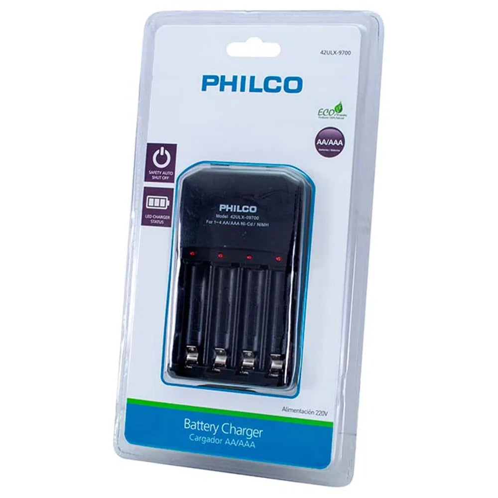 Cargador de Pilas Philco para 4 Pilas AA/AAA 42ULX-9700