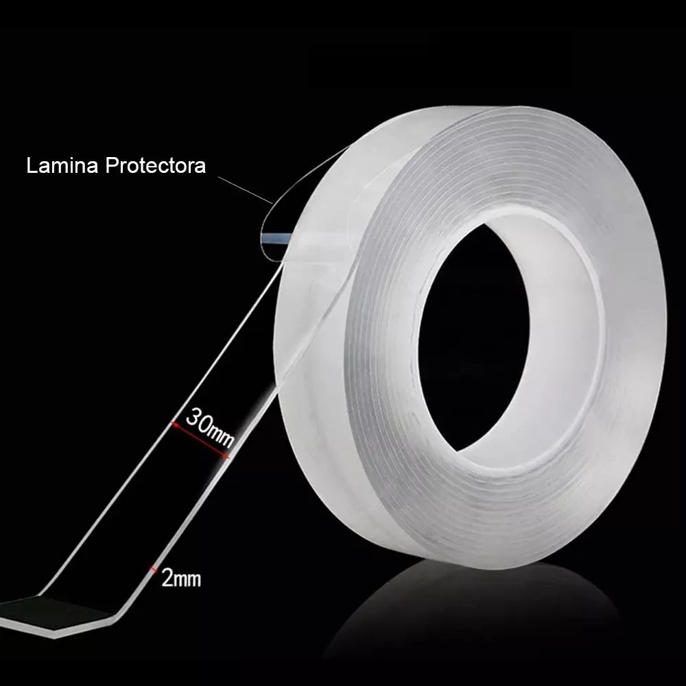 Cinta Doble Contacto Transparente Multifuncional 1 Metros