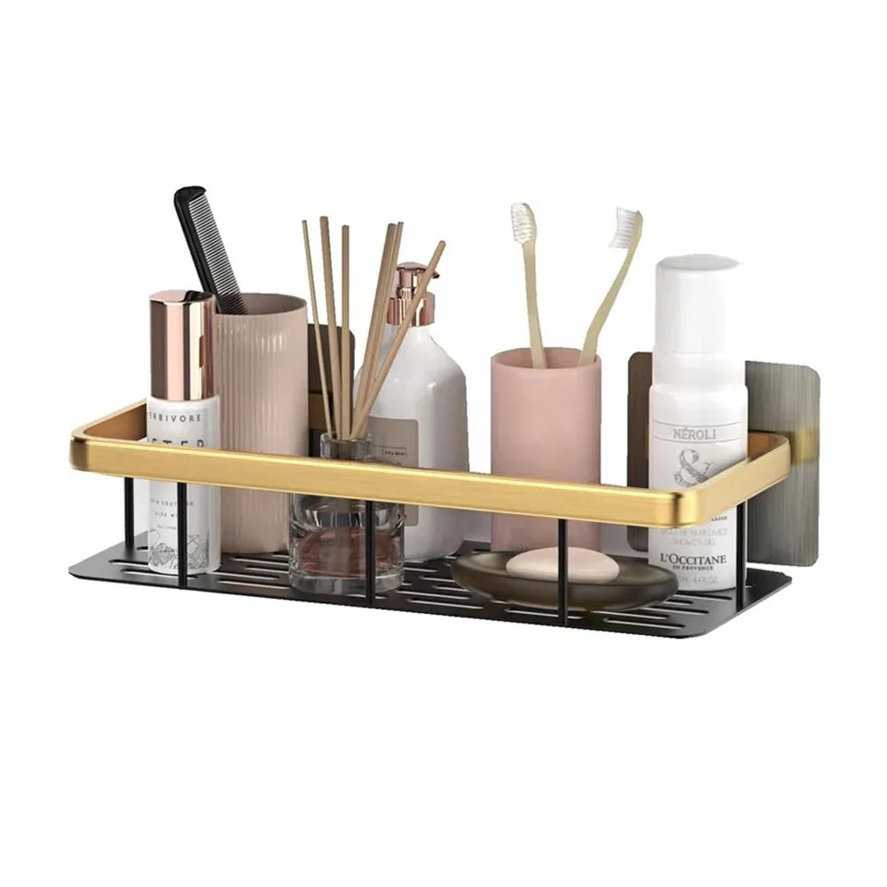 Estante Organizador de Acero para Baños de 2 Piezas Color Negro-Dorado