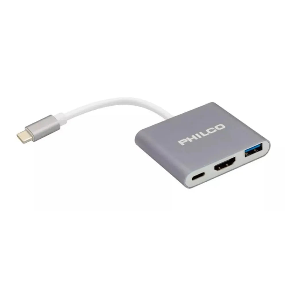Hub USB Philco 3 en 1 USB-C a USB-C/USB-A 3.0/HDMI 4k