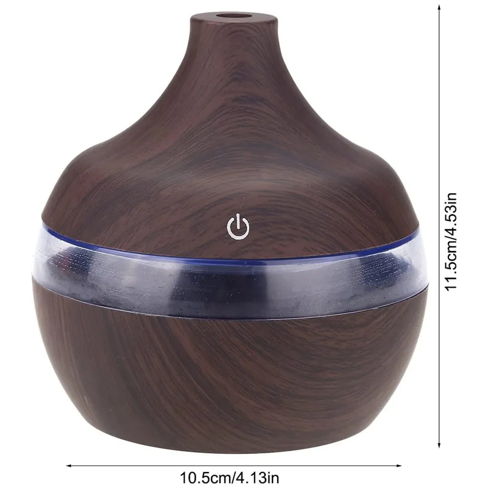 Humidificador Purificador Difusor de Aroma Ultrasonico Madera Oscuro