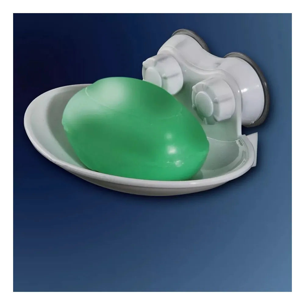 Jabonera Plástica de Succión Fuerte Color Blanco