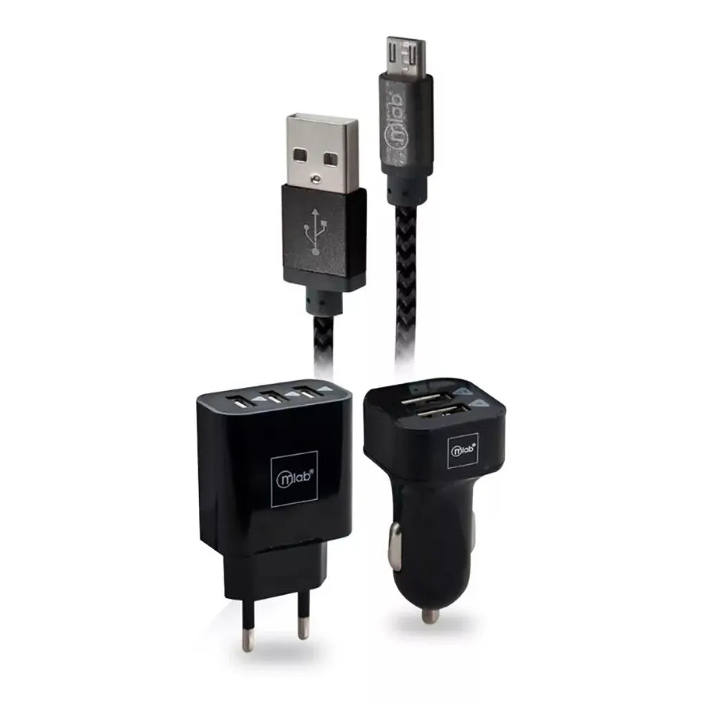 Kit Cargador 3 en 1 Micro USB MicroLab 07898