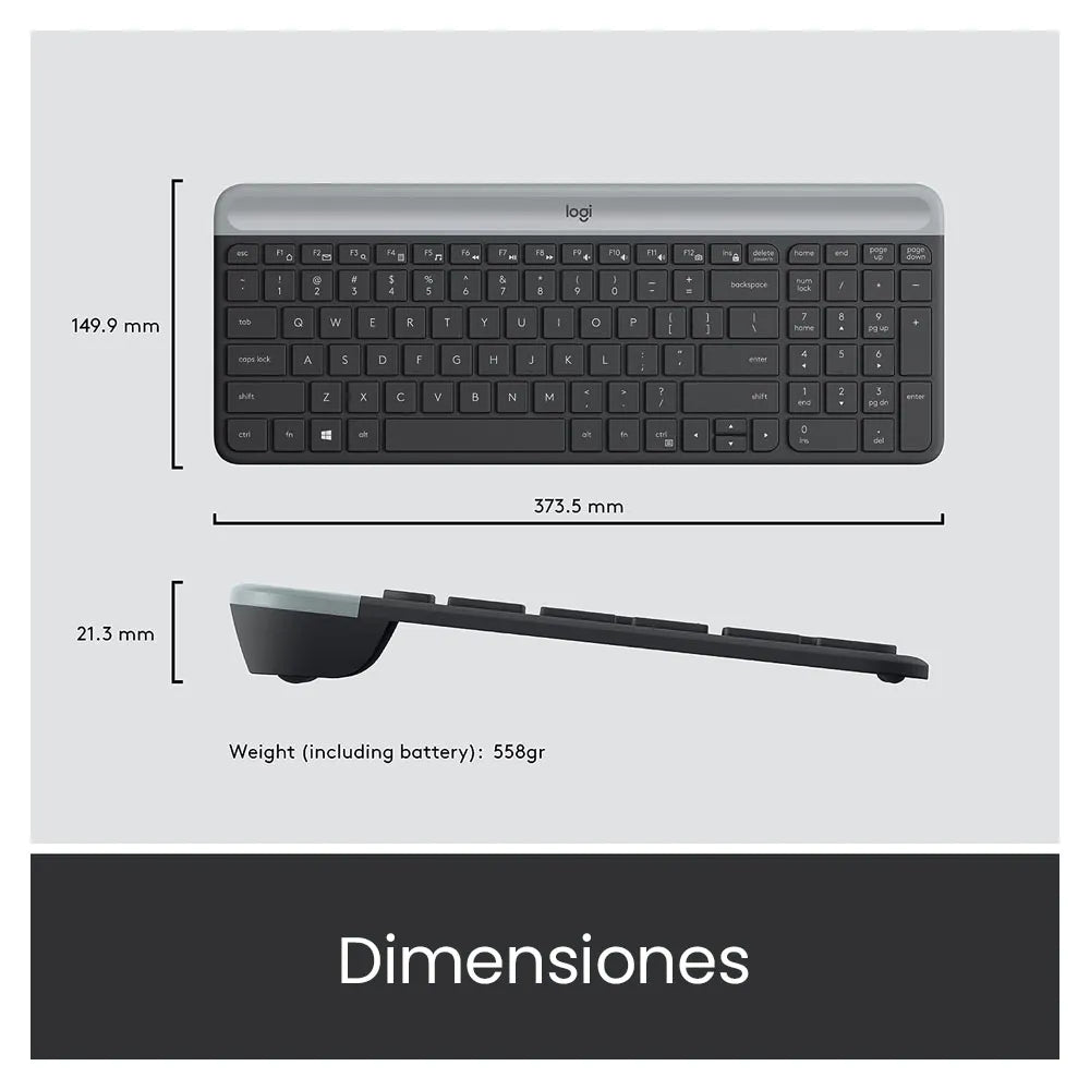 Kit Teclado y Mouse Inalámbrico Logitech Slim Combo MK470