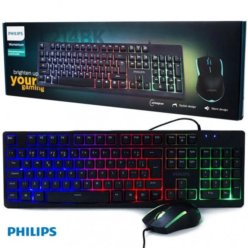 Kit de Teclado y Mouse Game Philips Momentum SPT6214BK