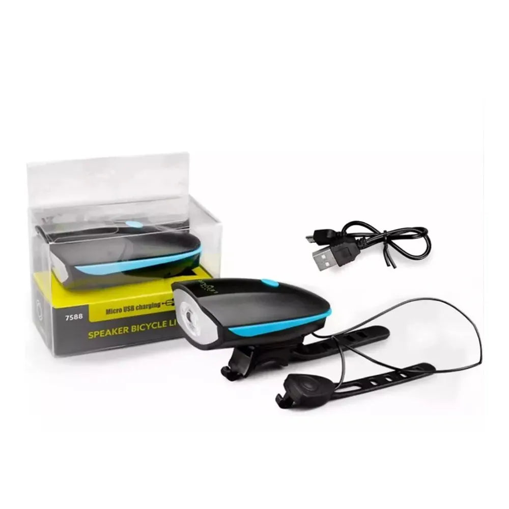 Luz LED Delantera de Bicicleta Recargable USB Color Azul