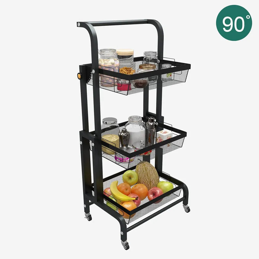 Organizador Metálico Plegable Con Ruedas 3 Niveles Color Negro