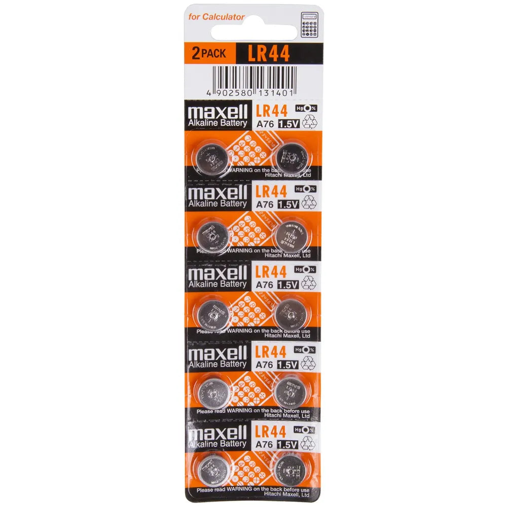 Pilas Alcalina 1.5V Maxell LR44 de 10 Unidades