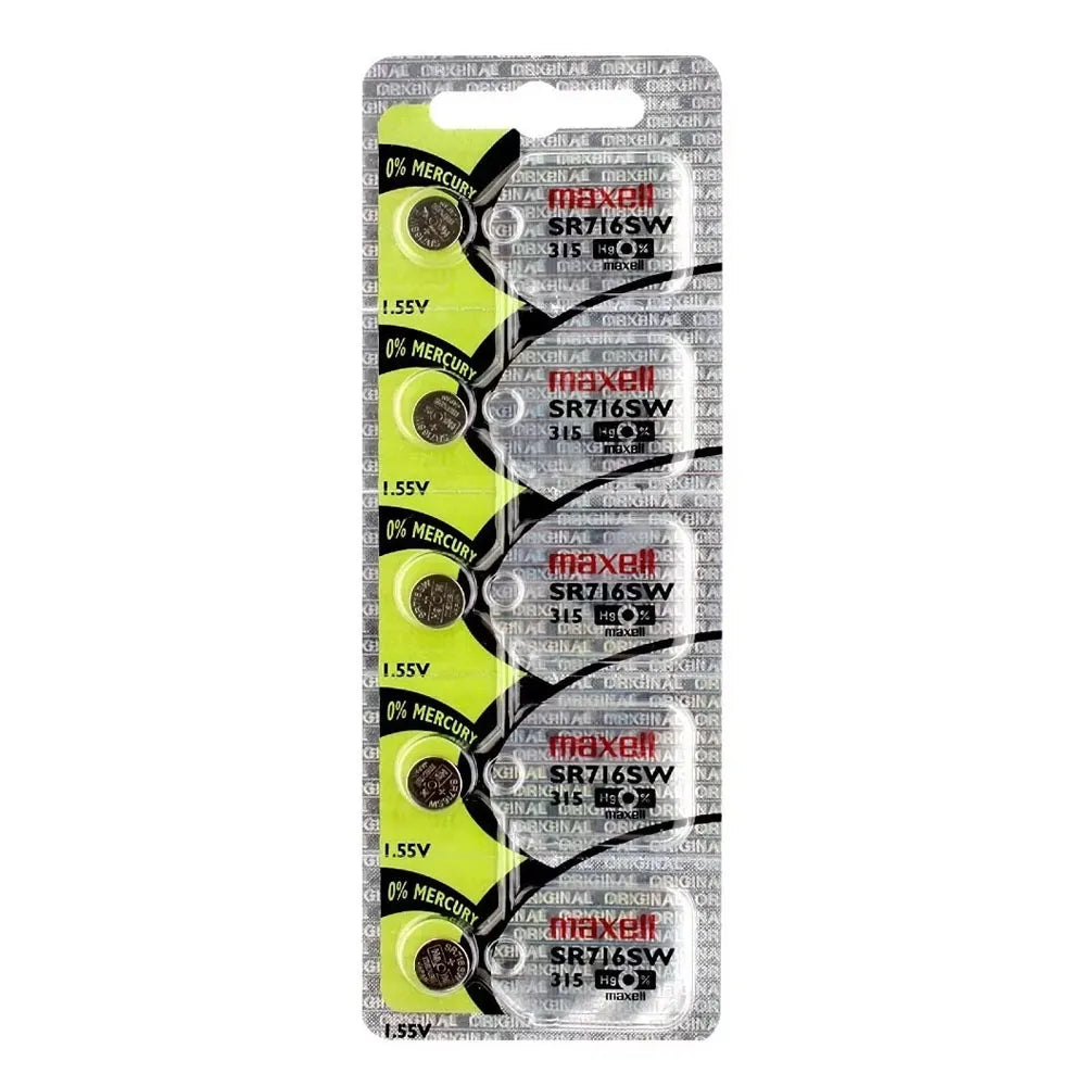 Pilas Óxido de Plata 1.55V Maxell SR716SW de 5 Unidades