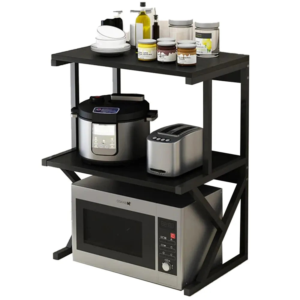 Rack Negro Organizador de Microondas 2 Niveles Color Negro