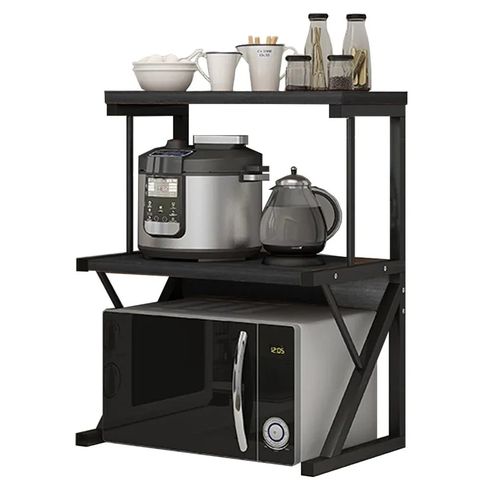 Rack Negro Organizador de Microondas 2 Niveles Color Negro