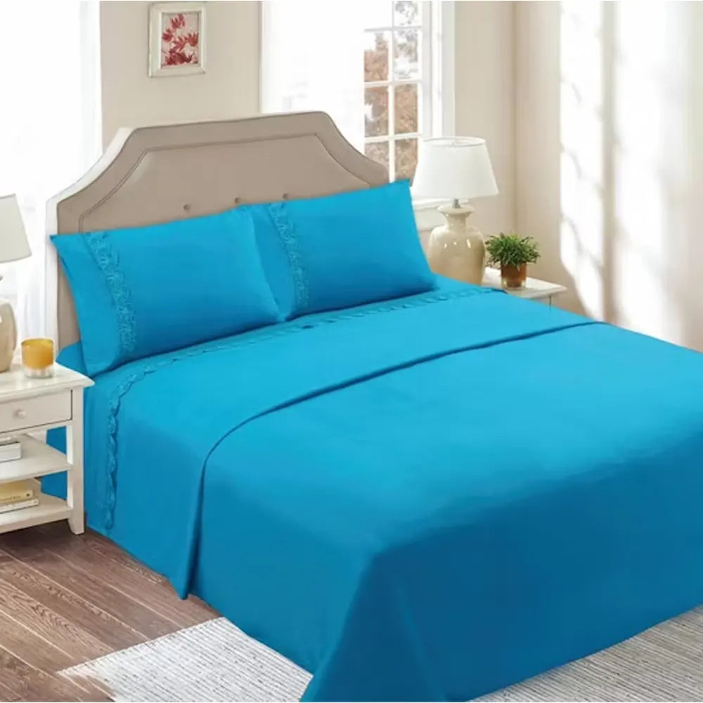 Sabana 144 Hilos 50% Poliester 50% Algodón King Color Celeste