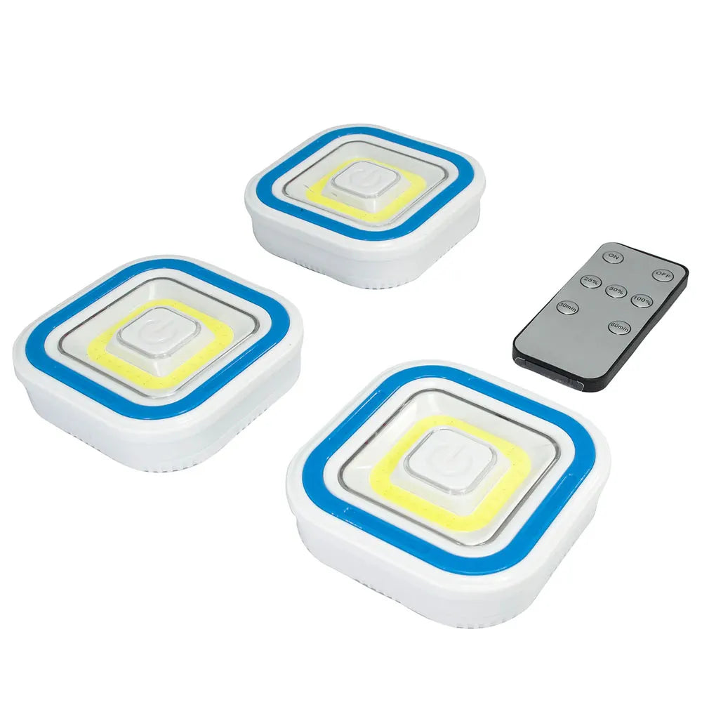 Set 3 Luces LED-COB de Interruptor Táctil con Control Remoto