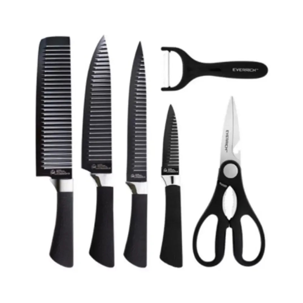 Set Juego Cocina Cuchillos Tijera Pelador de 6 Piezas