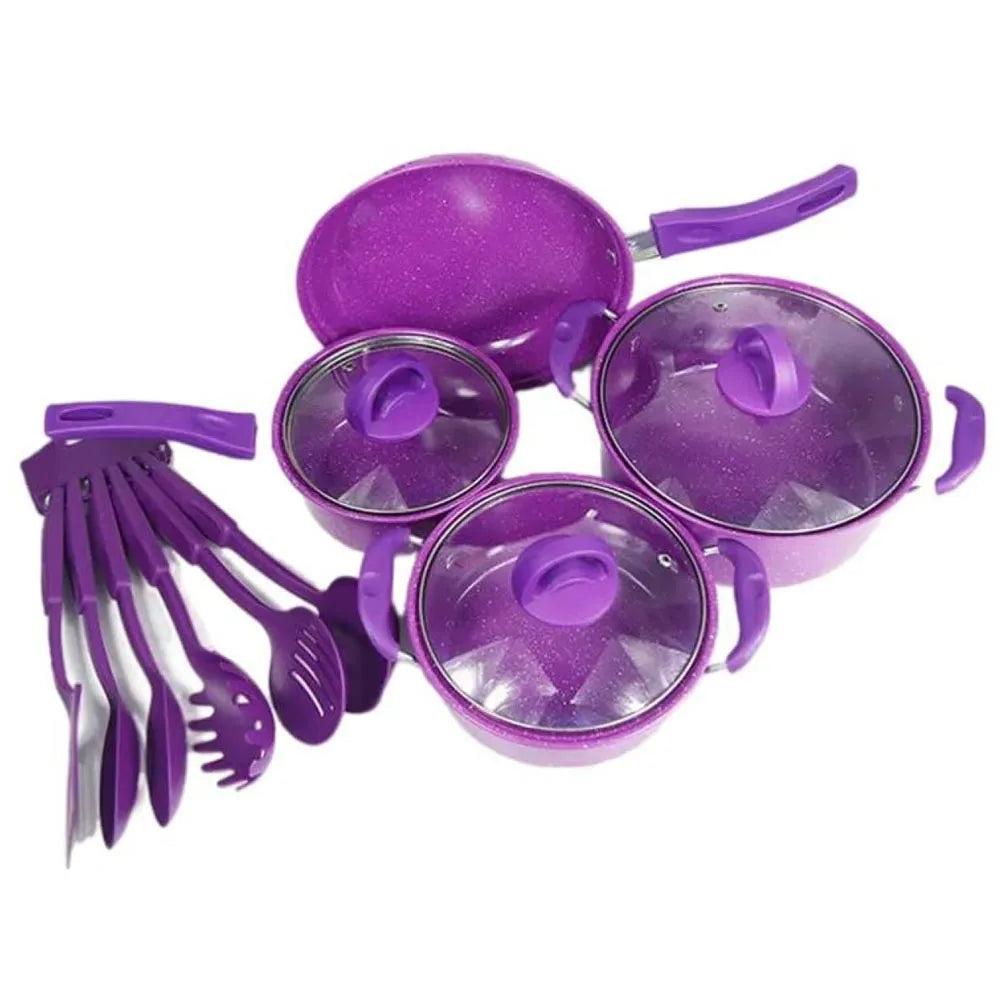 Set Olla Batería de Cocina 14 Piezas Color Violeta