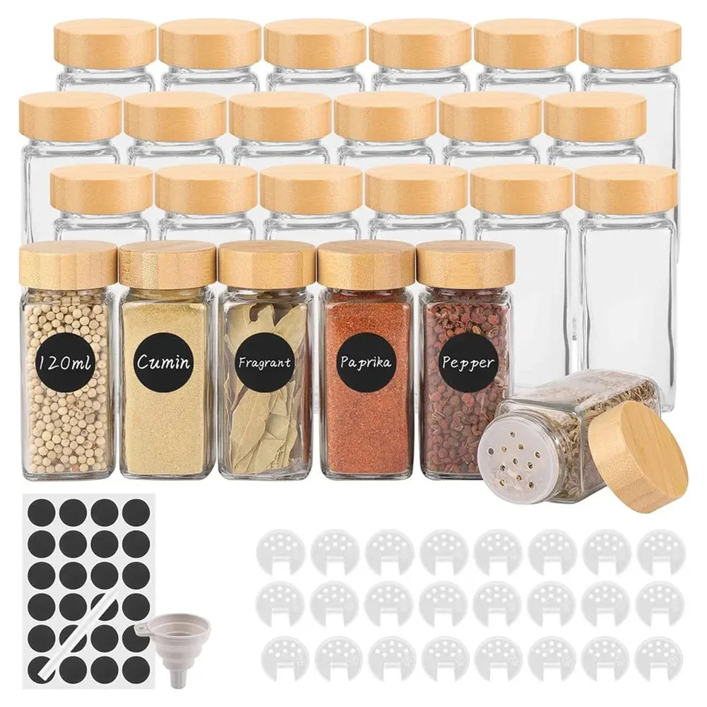 Set de 24 Piezas Frasco Condimenteros Recipientes Herméticos con Sticker Etiquetadores