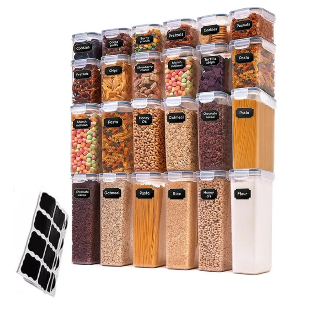 Set de 24 Piezas Recipiente Contenedores Herméticos con Sticker Etiquetadores