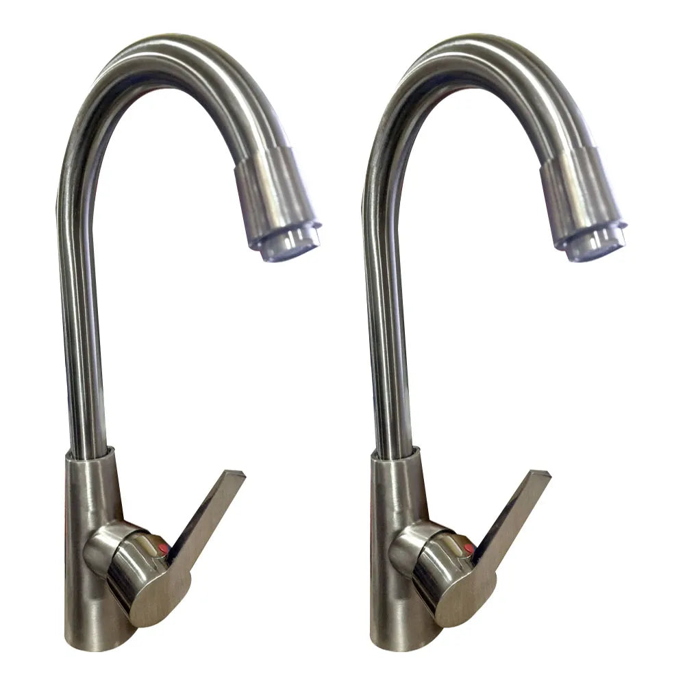 Set de 2 Grifos Monomando para Lavaplatos Plateado