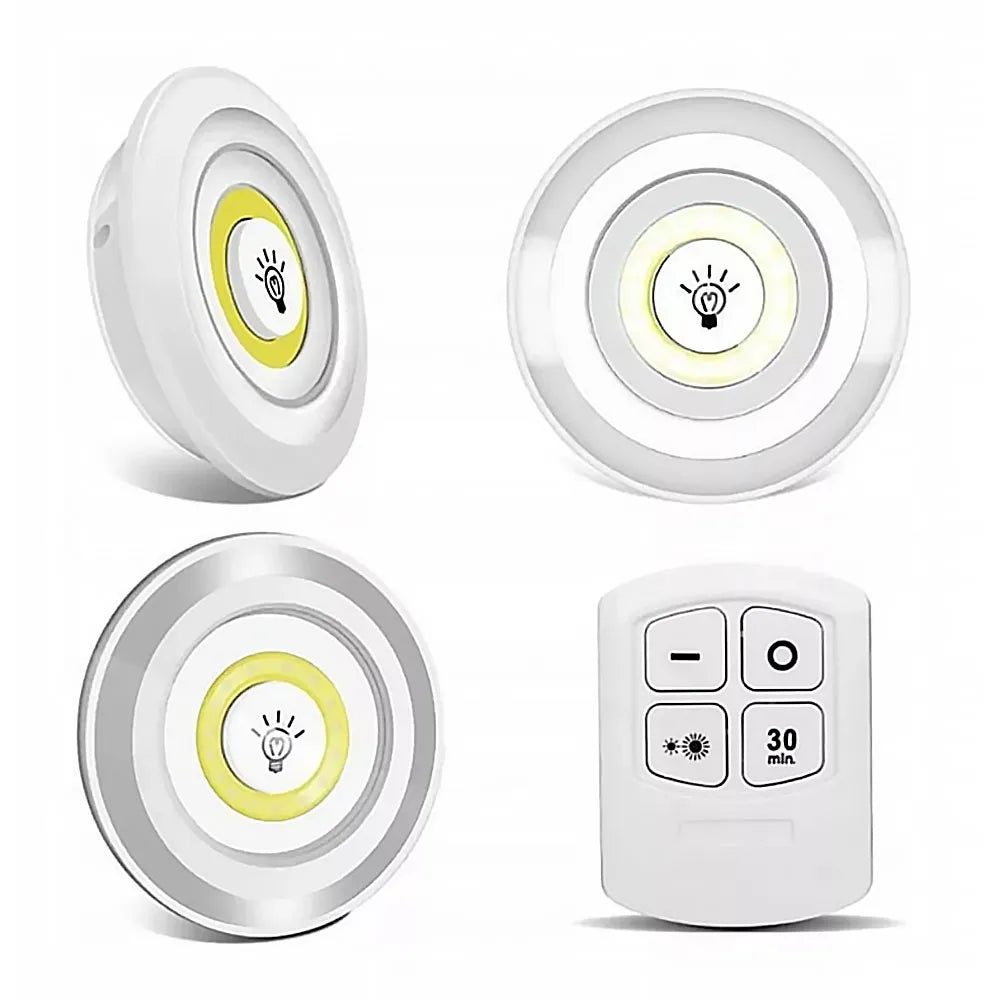 Set de 3 Luces LED COB Tactiles con Control Remoto