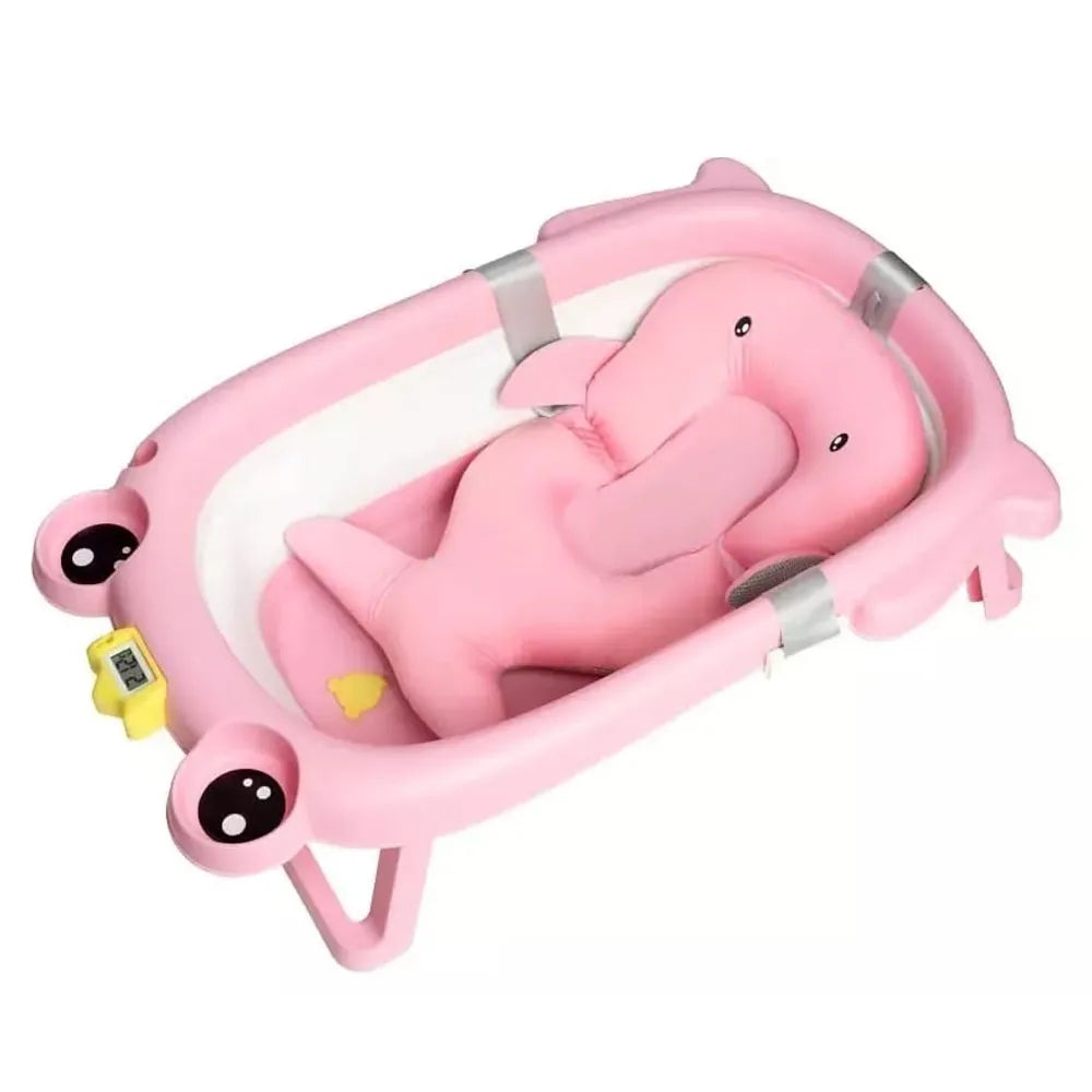 Tina Bañera para Bebés Plegable Tipo Sapito + Cojín Reforzado Color Rosa