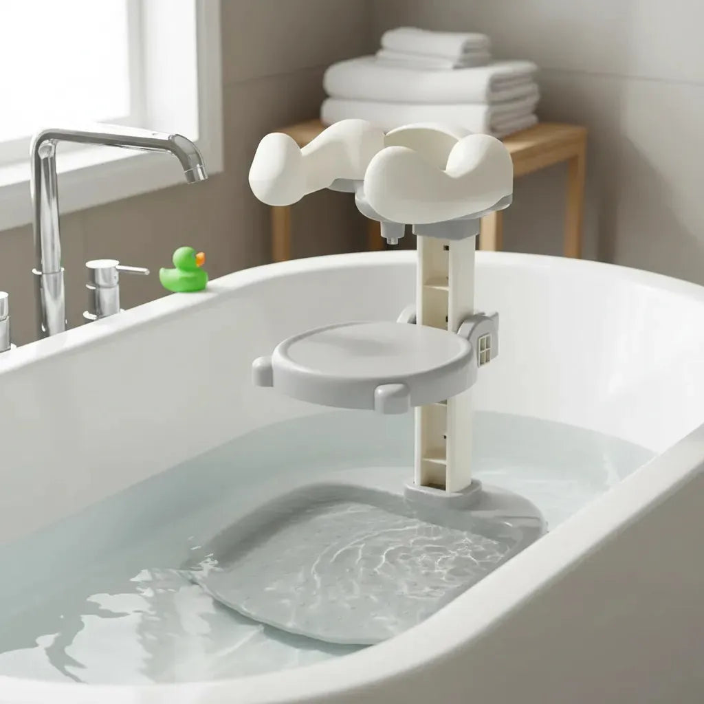 Soporte De Baño Para Bebé Con Apoyo Y Altura Ajustable Gris
