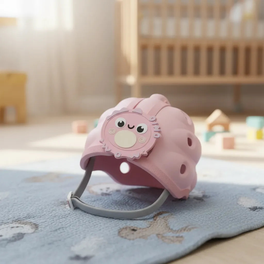 Casco Anticaídas Para Bebes Anti Golpes Protector Cabeza Rosa