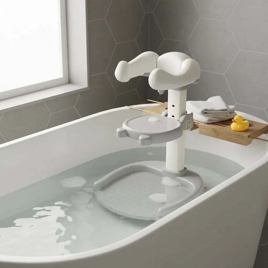 Soporte De Baño Para Bebé Con Apoyo Y Altura Ajustable Gris