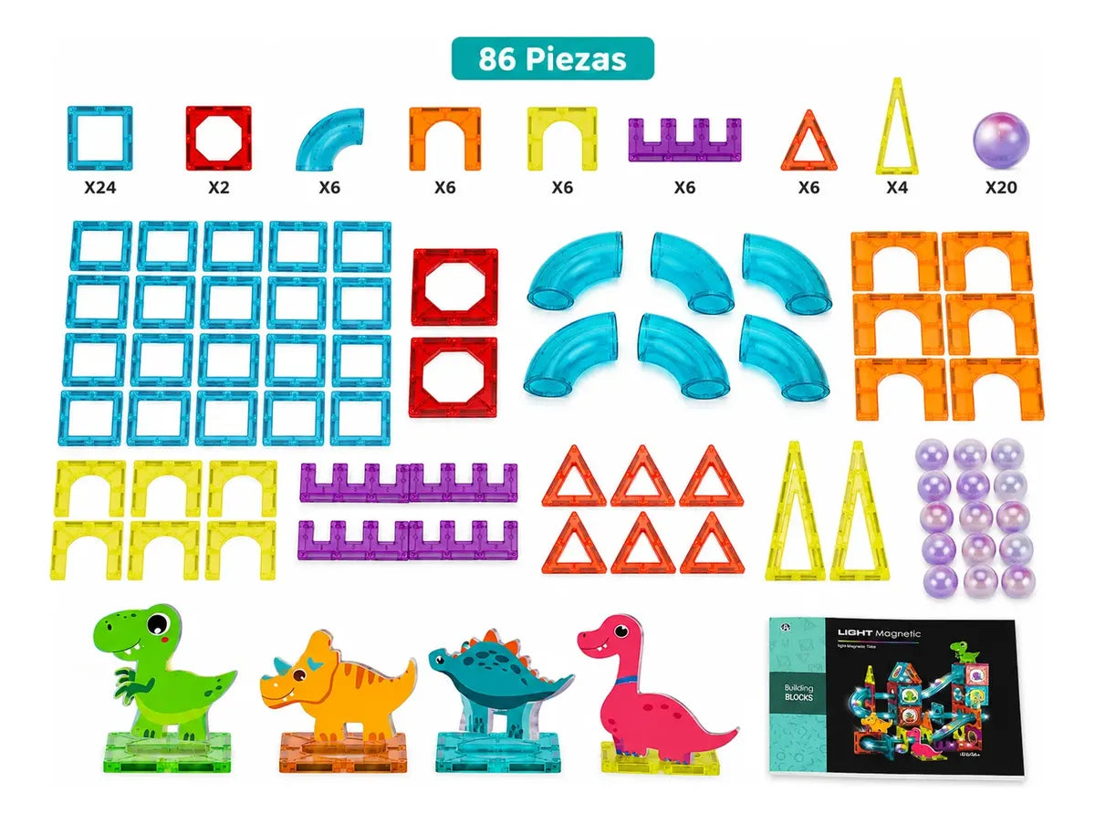 Juegos Didacticos Niños Construcción Con Luz 86 Piezas Stem