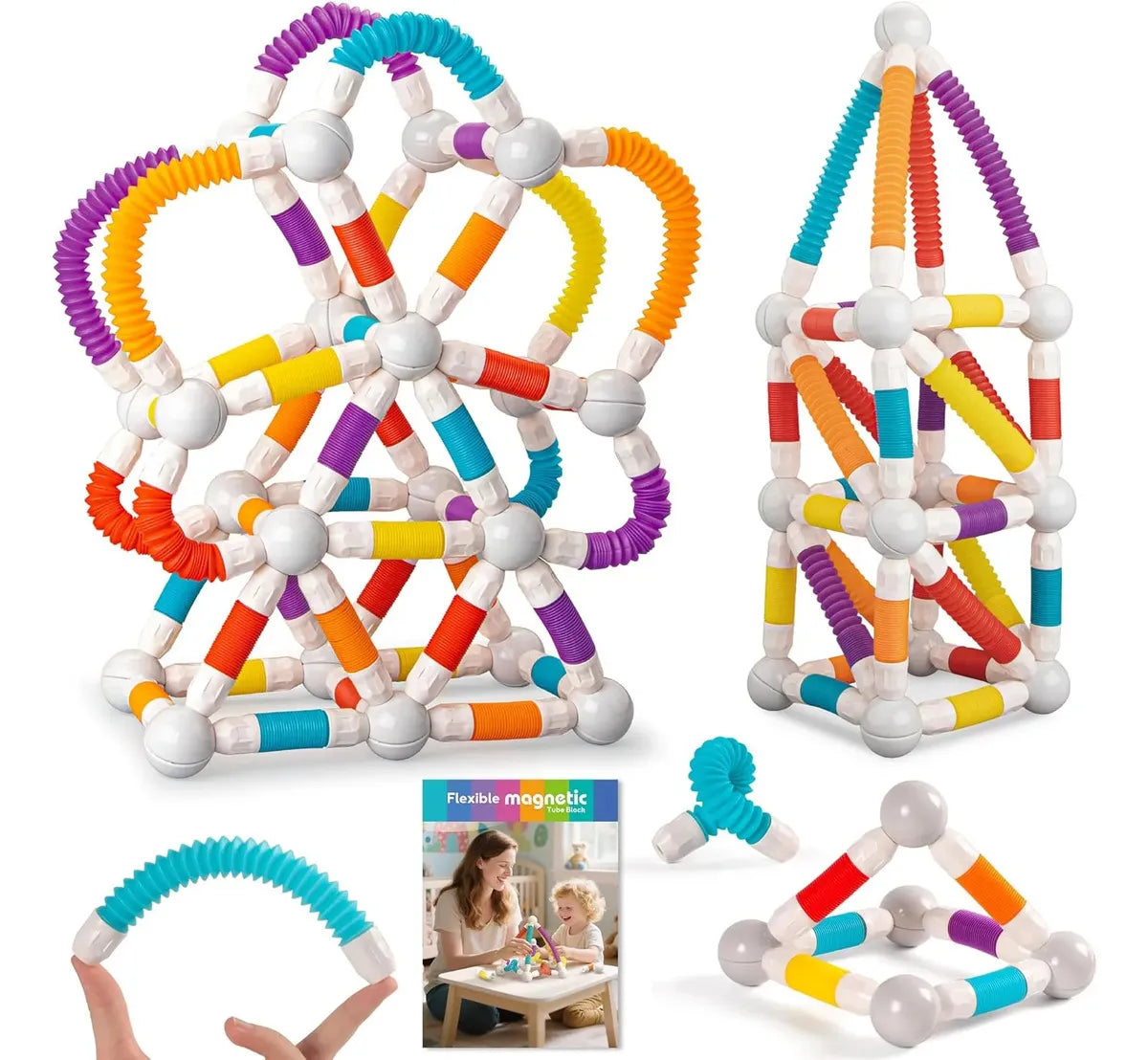 Juguete Bloques Magneticos Flexible De Construcción 86pcs 86 Bloques Magnéticos