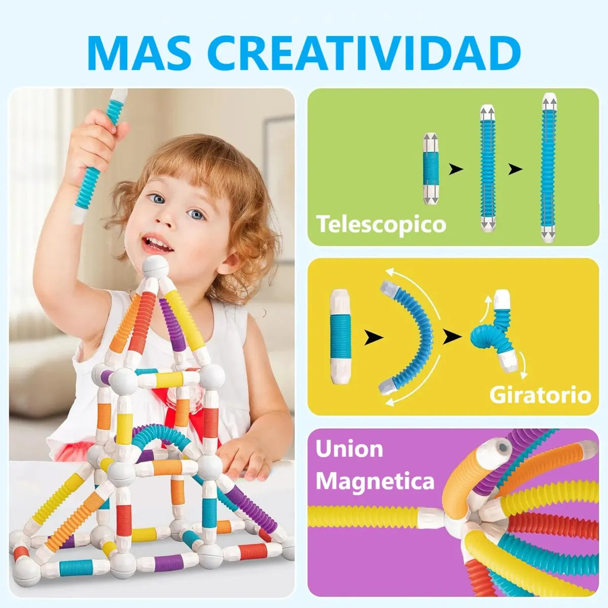 Juguete Bloques Magneticos Flexible De Construcción 86pcs 86 Bloques Magnéticos