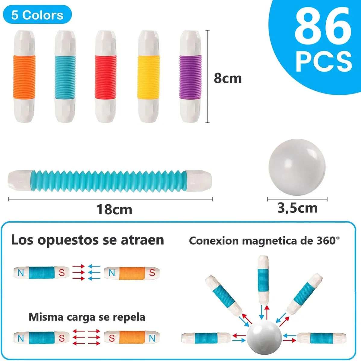 Juguete Bloques Magneticos Flexible De Construcción 86pcs 86 Bloques Magnéticos
