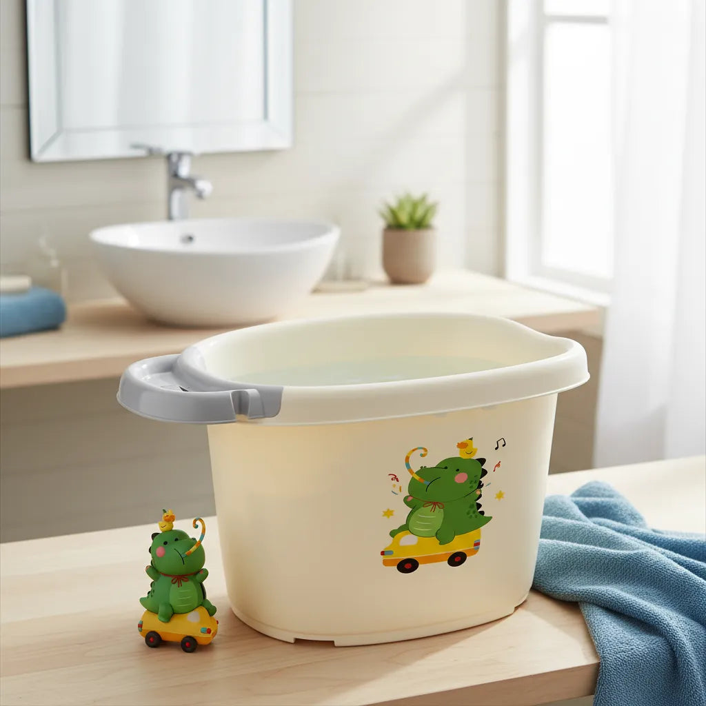 Bañera Para Bebé Con Termómetro Digital Diseño Animales Cocodrilo