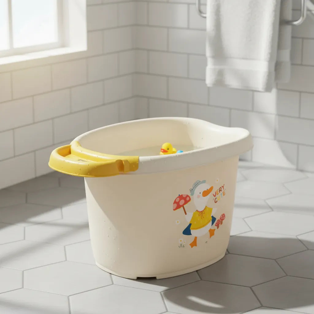 Bañera Para Bebé Con Termómetro Digital Diseño Animales Patito